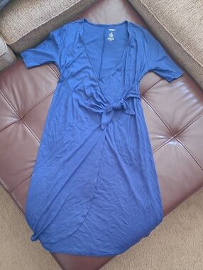 Sonoma Navy Ribbed Maternity  Dress With Side Tie